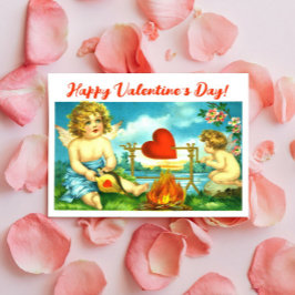 Vintag Valentiner Tagesherz Angel Cupid Postkarte
