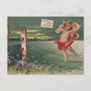 Vintag - Valentines Cherub - Liebe und Einsatz Feiertagspostkarte