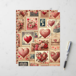 Vintag Valentines Ephemera Scrapbook Paper