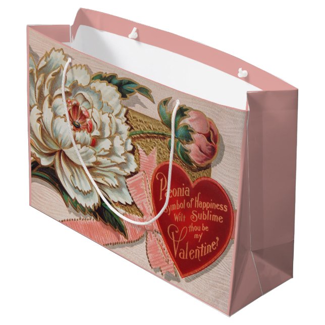 Vintag Valentinstag Großgeschenktasche Große Geschenktüte (Rückseite Schrägansicht)