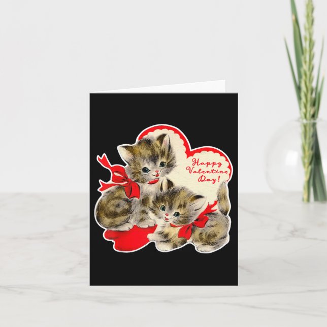 Vintag Valentinstag Katze Kitty Kitten Retro Val Karte (Vorderseite)
