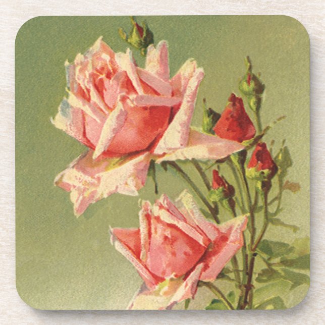 Vintag Valentinstag Rosa Viktorianische Gartenanla Getränkeuntersetzer (Vorderseite)
