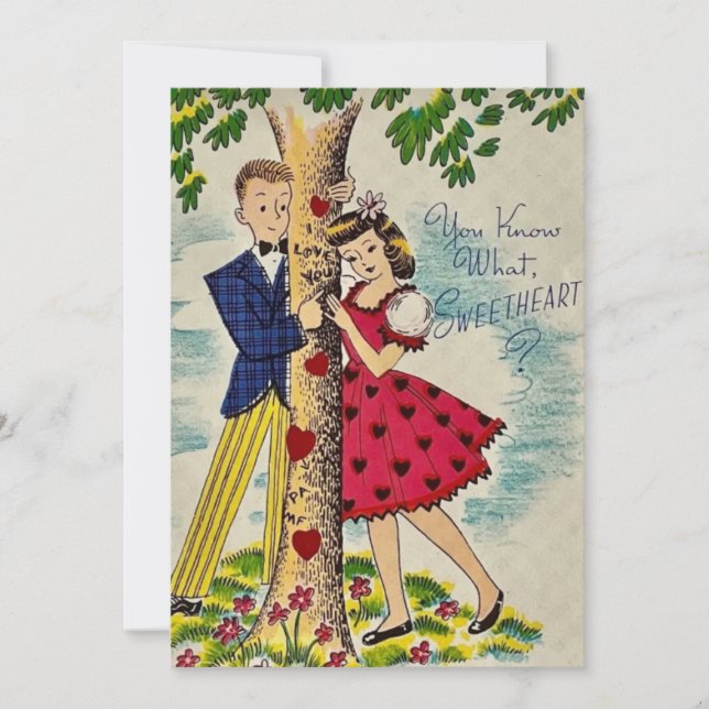 Vintag Valentinstag Sweetheart Couple Feiertagskarte (Vorderseite)