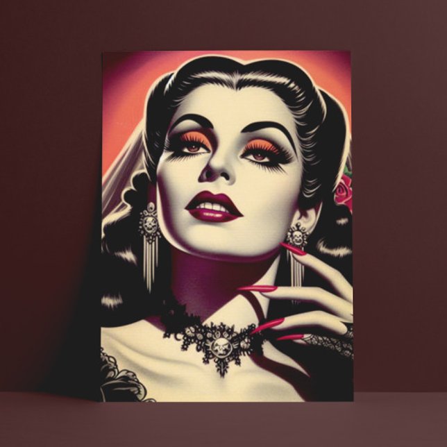 Vintag Vampire Woman Postkarte (Von Creator hochgeladen)