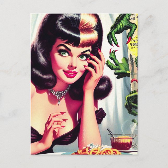 Vintag Vampire Woman Postkarte (Vorderseite)