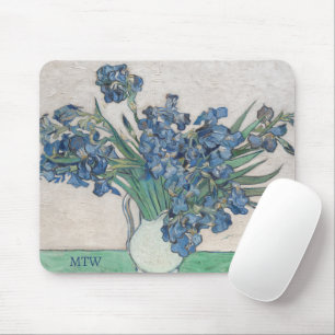 Vintag Van Gogh Irises Add Your Monogram Mousepad