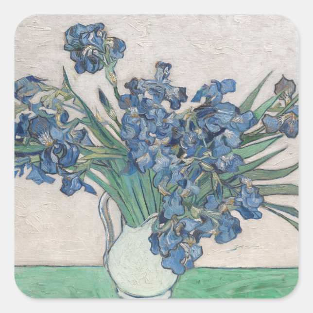 Vintag Van Gogh Irises Quadratischer Aufkleber (Vorderseite)