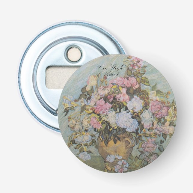 Vintag Van Gogh Vase mit Rose Flaschenöffner (Vorderseite)