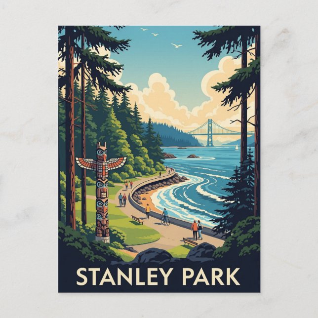 Vintag Vancouver Stanley Park Canada Travel Postkarte (Vorderseite)