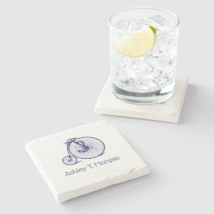 Vintag Velocipede Penny Farthing Bicycle Blu Steinuntersetzer