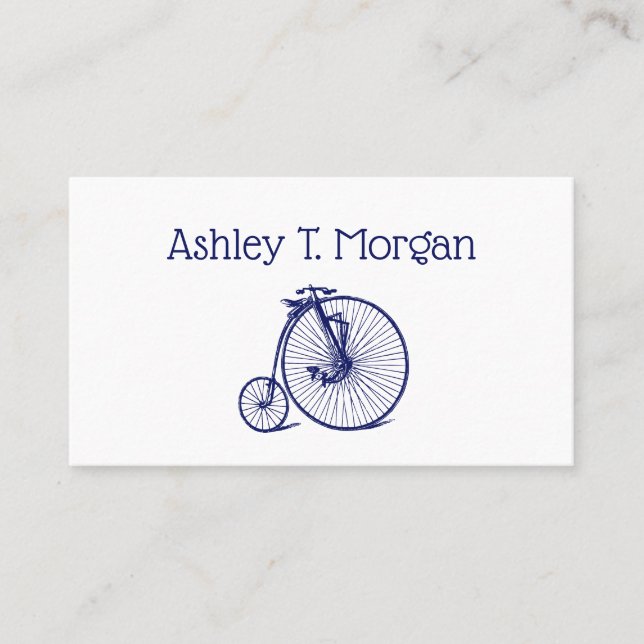 Vintag Velocipede Penny Farthing Bicycle Blu Visitenkarte (Vorderseite)