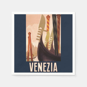 Vintag Venedig Italien Gondelfahrt Serviette