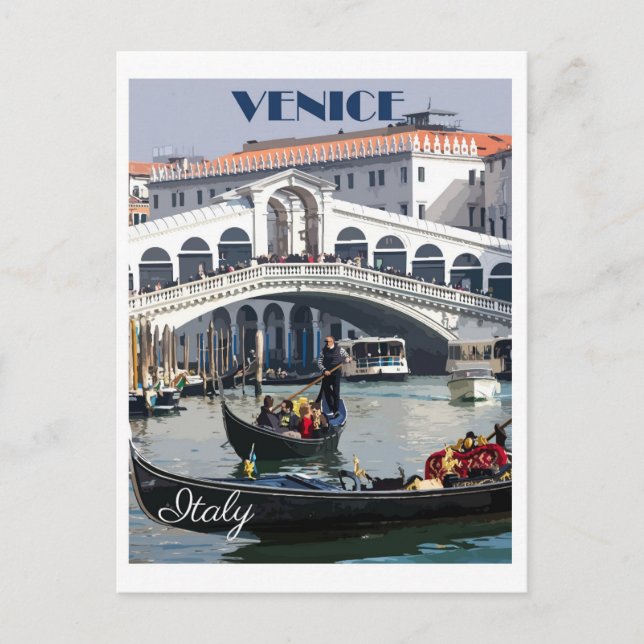 Vintag Venedig Italien Italienische Gondelbahn Postkarte (Vorderseite)