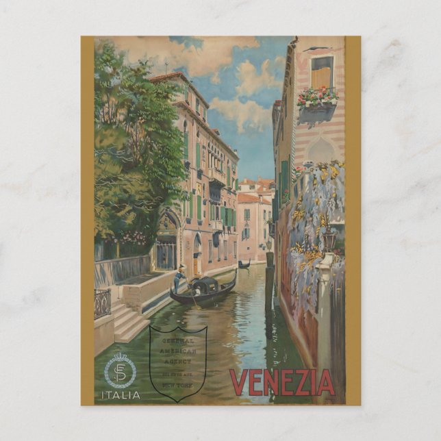 Vintag Venedig - Italienischer Kanal Gondola Postkarte (Vorderseite)