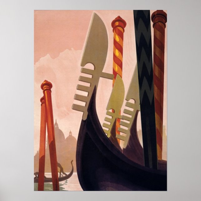 Vintag Venezia Gondolas Art Poster (Vorne)
