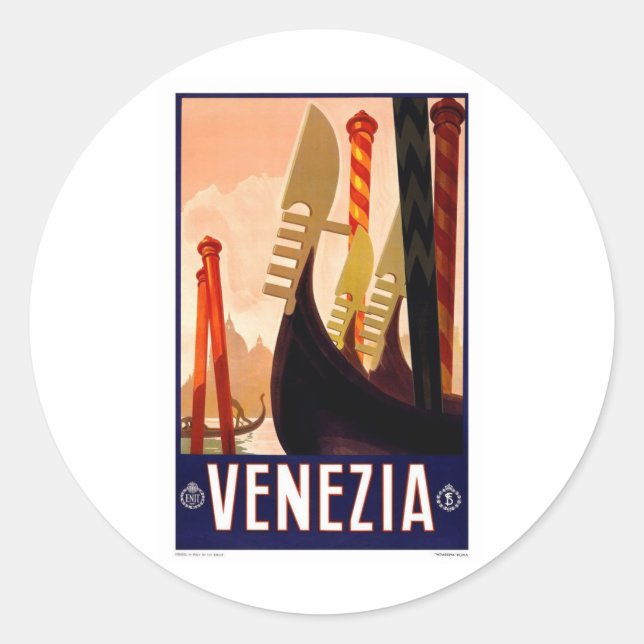 Vintag Venezia Runder Aufkleber (Vorderseite)