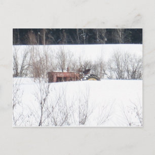 Vintag vergessene Traktorenweihnachtskarte Feiertagspostkarte