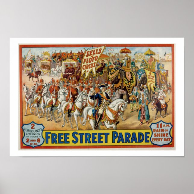 Vintag verkauft Floto Circus Parade Poster 1921 (Vorne)