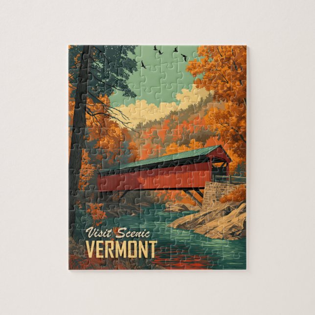 Vintag Vermont Covered Bridge Travel (Vertikal)