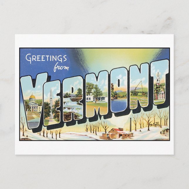 Vintag Vermont Postkarte (Vorderseite)
