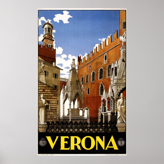 Vintag Verona Italien Architekturreise Poster (Vorne)