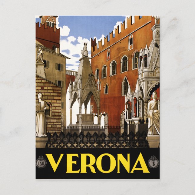 Vintag Verona Italien Architekturreise Postkarte (Vorderseite)