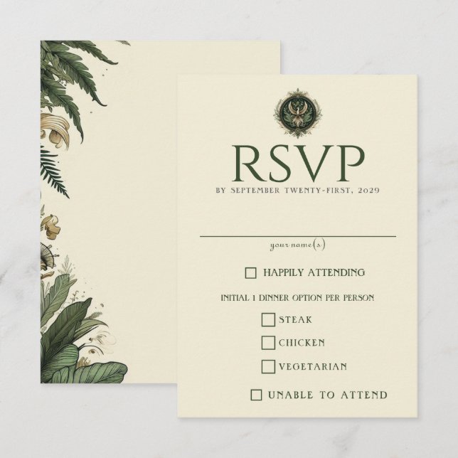Vintag verzauberte Lebensmittelauswahl RSVP Karte (Vorne/Hinten)