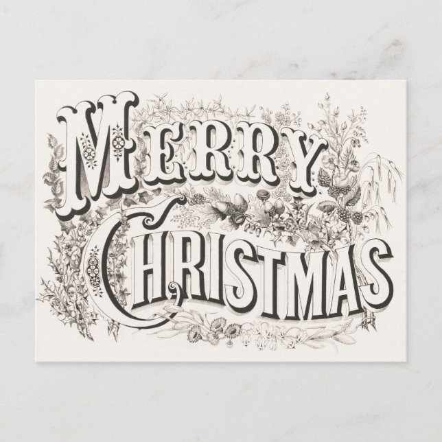 Vintag Verziert Elegant Frohe Weihnachten Postkarte (Vorderseite)