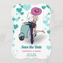 Vintag Vespa Couple Save the Date