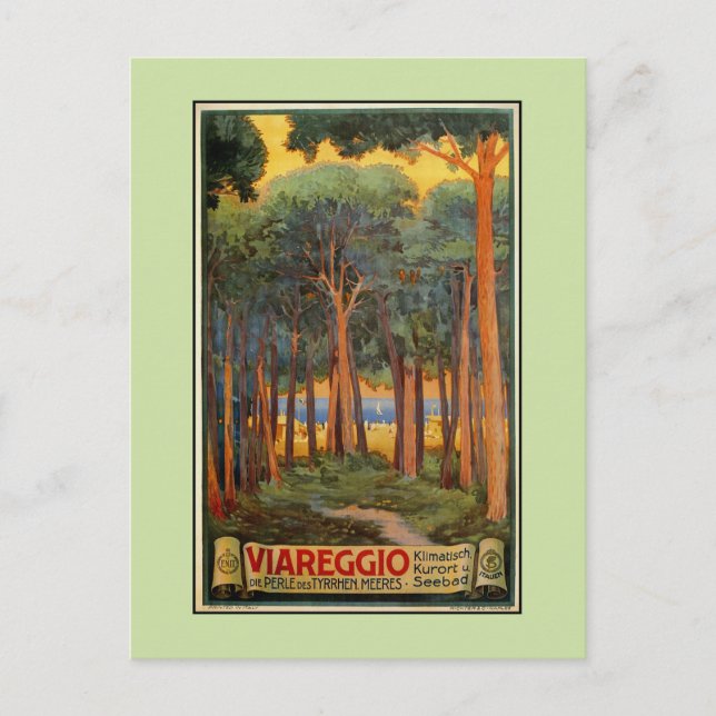 Vintag Viareggio Italienische Reisewerbung Postkarte (Vorderseite)