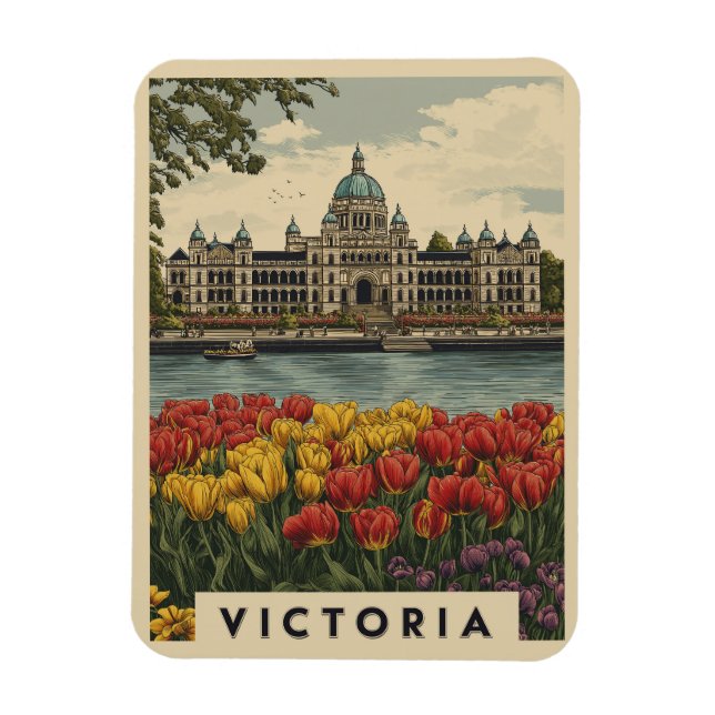 Vintag Victoria British Columbia Travel Magnet (Vertikal)