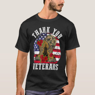 Vintag vielen Dank an Veteranen Combat Boots Blume T-Shirt