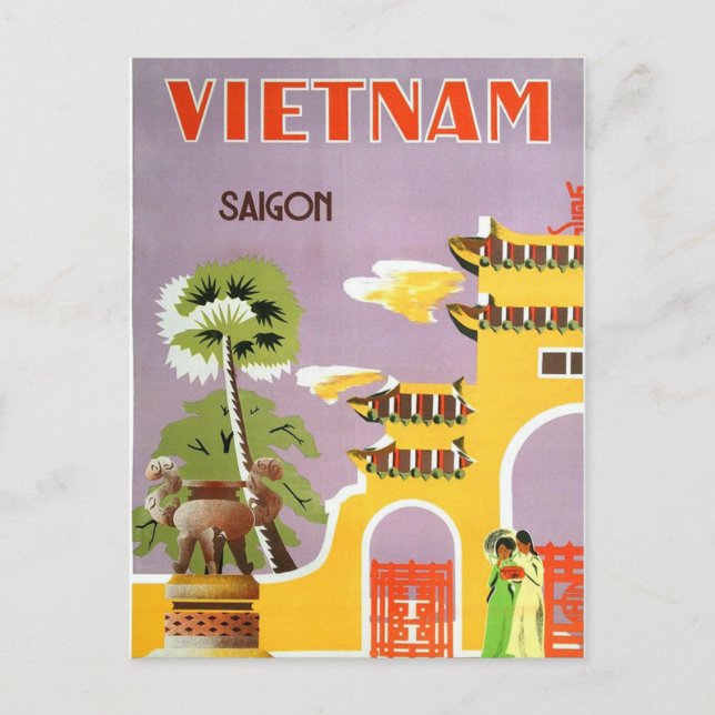 Vintag Vietnam Saigon Travel Postcard Postkarte (Vorderseite)