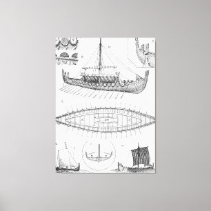 Vintag Viking Marineschifffahrtsgeschichte und -di Leinwanddruck