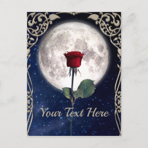 Vintag, Viktorianisch, Art Deco, Rote Rose, Night  Postkarte