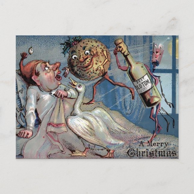 Vintag Viktorianisch frohe Weihnachten Postkarte (Vorderseite)