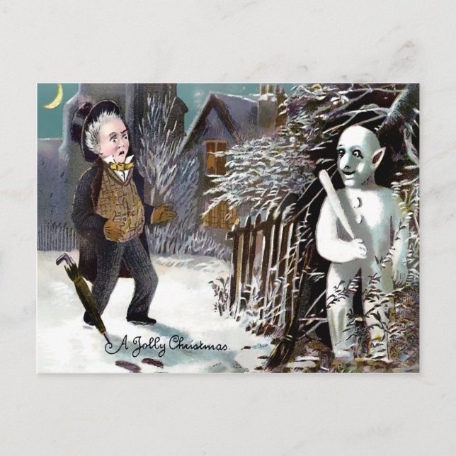 Vintag Viktorianischer Snowman Thug Weihnachten Postkarte (Vorderseite)