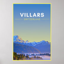 Vintag Villars Schweiz Kunstposter