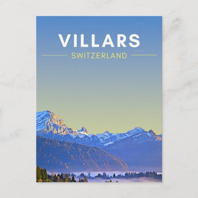 Vintag Villars Schweiz Reisen Postkarte (Vorderseite)