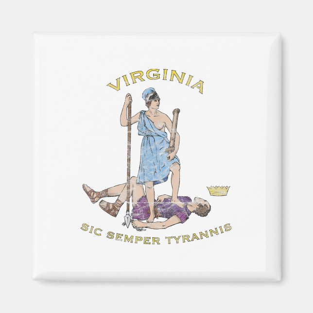 Vintag Virginia Motto Sic Semper Tyrannis Magnet (Vorne)