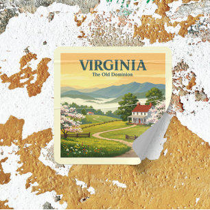 Vintag Virginia Quadratischer Aufkleber