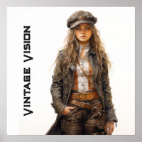Vintag Vision Steampunk Young Woman Retro