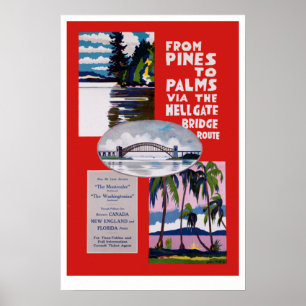 Vintag Von Pinien bis Palms Hellgate Bridge Travel Poster
