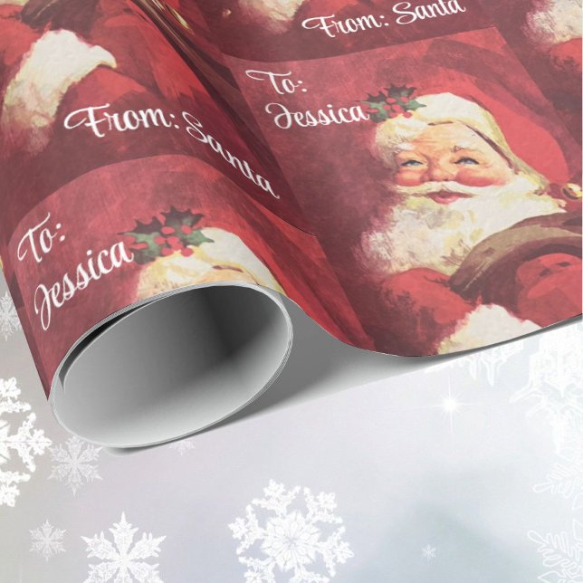 Vintag von Santa Personalize Name Christmas Roll Geschenkpapier (Von Creator hochgeladen)