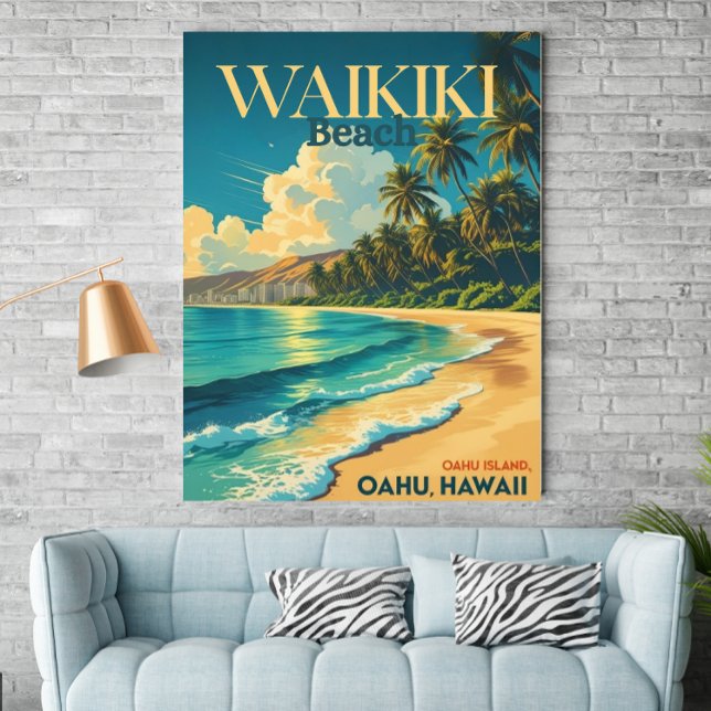 Vintag Waikiki Beach, Hawaii - Retro-Reiseplakat Poster (Von Creator hochgeladen)