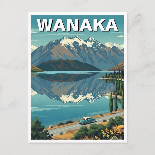 Vintag Wanaka New Zealand Travel Postkarte (Vorderseite)