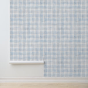 Vintag Watercolor Blue Gingham Pattern Tapete
