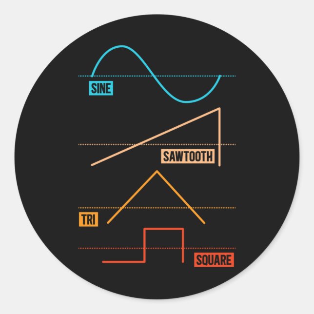 Vintag Waveform Analog Musiker Runder Aufkleber (Vorderseite)