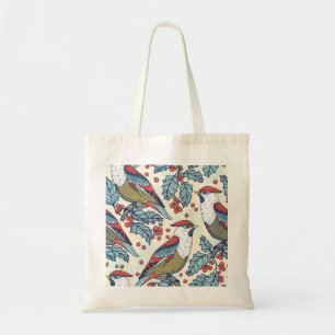Vintag Waxwings Weihnachtsmuster Tragetasche