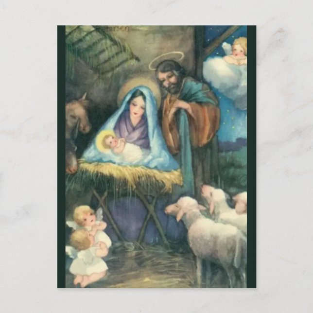 Vintag Weihnachten der Geburt Postkarte (Vorderseite)